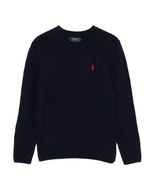 Polo Ralph Lauren Blue Wool And Cashmere Sweater With Pony Embroidery for men