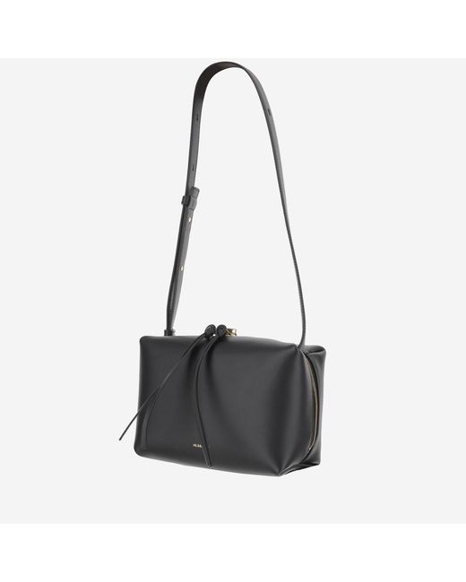 Jil Sander Black Leather Shoulder Bag With Logo Calf