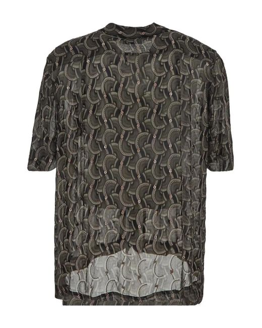 Dries Van Noten Black Carltone Embroidered Shirt for men