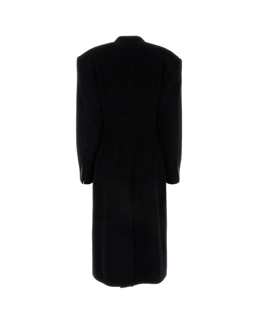 Balenciaga Black Cashmere Blend Oversize Cinched Coat