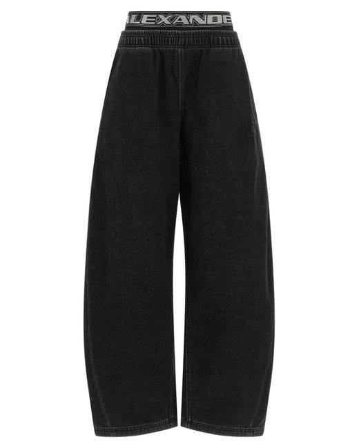Alexander Wang Black Double-Waist Brushed Denim Jeans