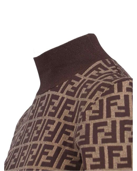 Fendi Brown Ff Sheath Midi Dress