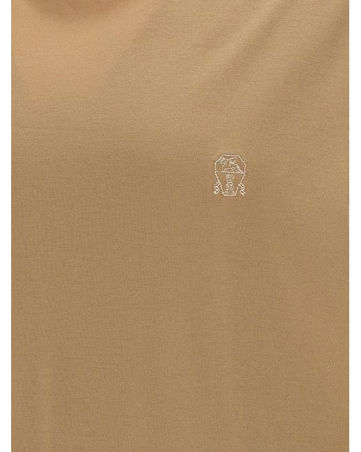 Brunello Cucinelli Natural Double Layer T-Shirt for men