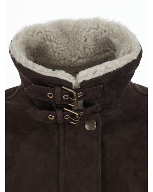 Semicouture Black Bomber Jacket Gloria Suede Viscose And Polyester Coat