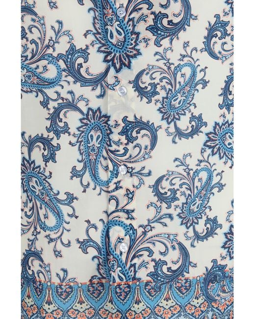 Etro Blue Cotton Shirt With Floral And Paisley Motif for men
