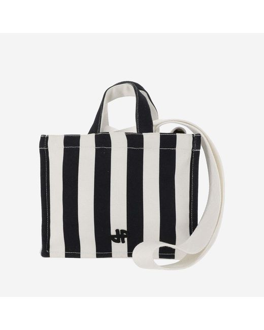 Patou Black Small Cotton Canvas Tote Bag, Shoulder