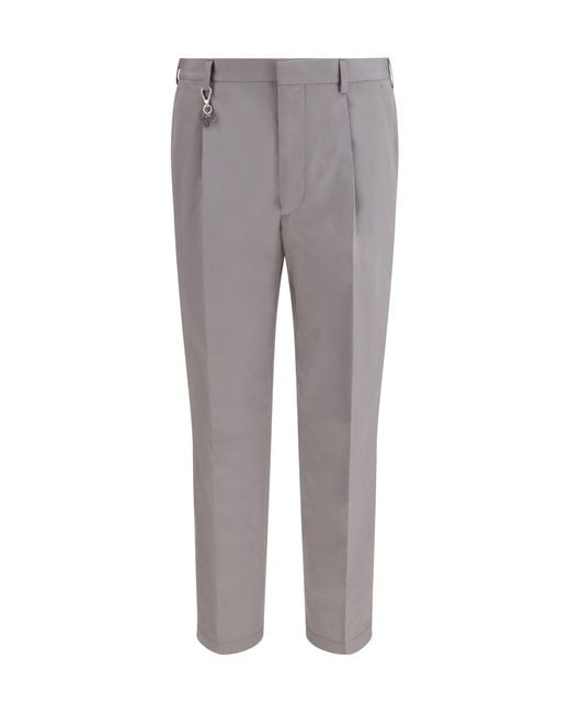 Prada Gray Tailored Cotton Poplin Pants for men