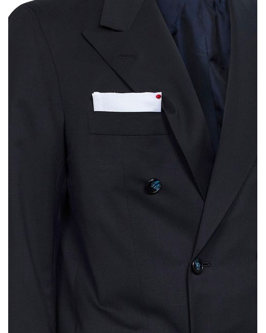 Kiton Black Virgin Wool Double-Breasted Suit for men