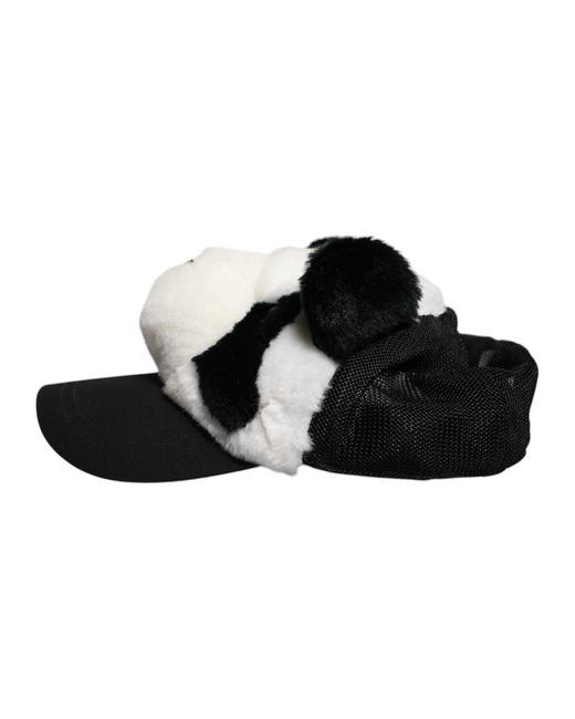 Dolce & Gabbana Black Panda Fur Baseball Cap