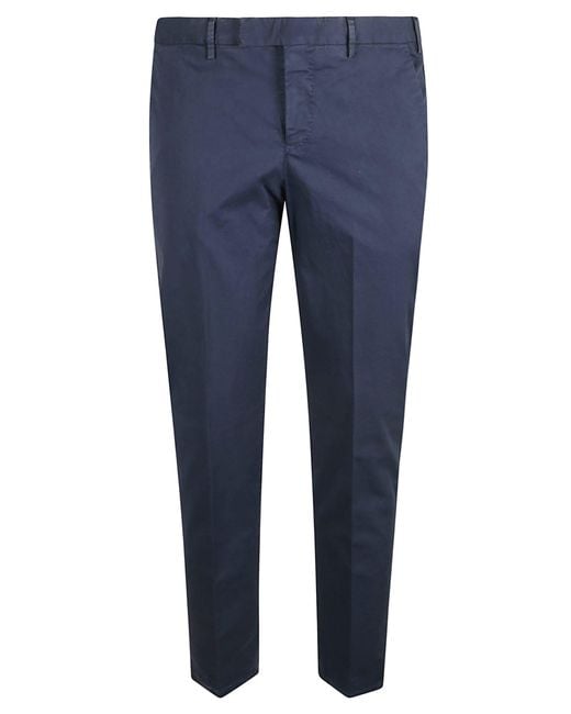 PT Torino Blue Slim Fit Plain Trousers for men