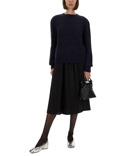 Maison Margiela Blue Choker Virgin Wool Jumpers