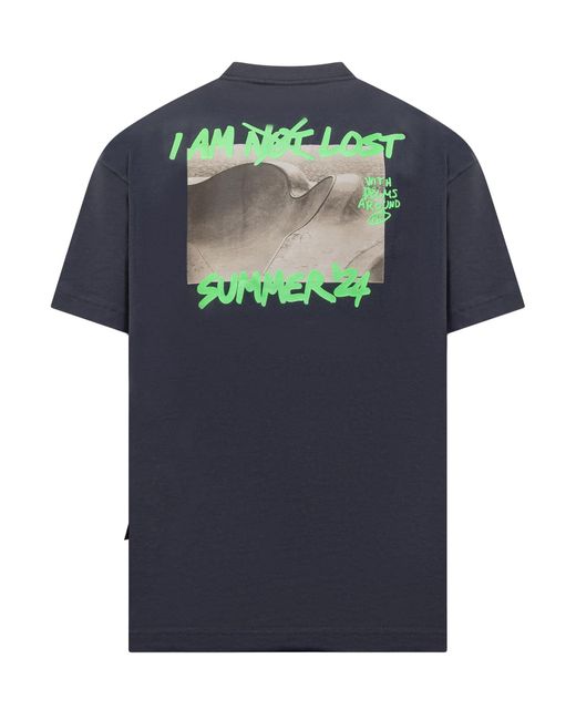 Palm Angels Blue T-shirt With I Am Lost Logo for men