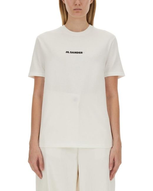 Jil Sander White T-Shirt With Logo Cotton T-Shirts