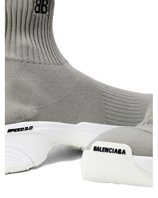 Balenciaga Gray Speed 3.0 Logo Knit Sneakers Shoes