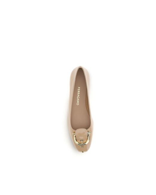 Ferragamo Natural Beige Calf Leather Bos Taurus Ballet Flats