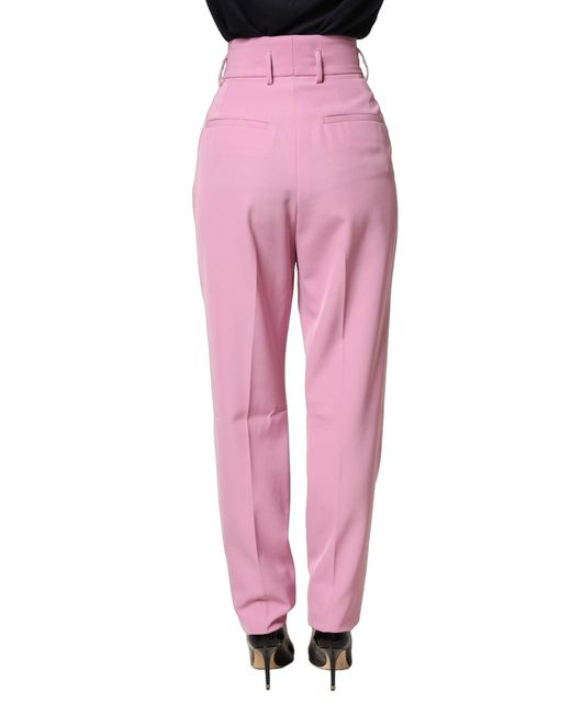 Dolce & Gabbana Pink High Waisted Polyester Trouser Pants