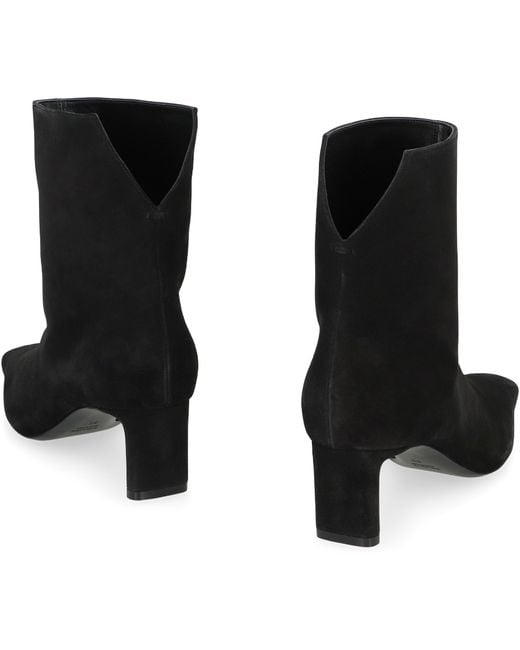 Khaite Black Ankle Boots Ona Suede Calf Leather