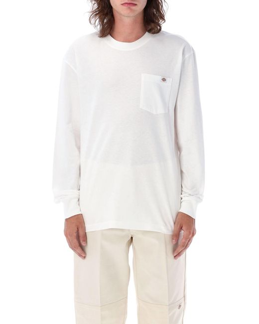 Dickies White Luray Pocket Long-Sleeved T-Shirt for men