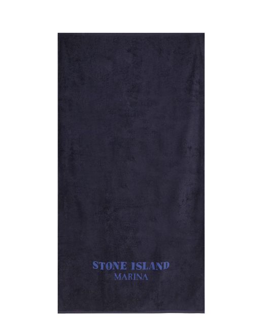 Stone Island Blue Terry Beach Towel for men