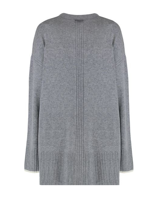 Pinko Gray Cardigan Tasmania Wool-Cashmere Cardigans