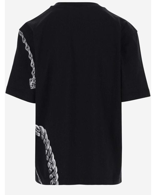 Burberry Black Cotton Jersey T-Shirt With Shield Pattern