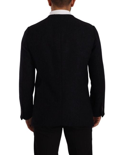 Dolce & Gabbana Black Gray Alpaca Button Down Men Coat Jacket for men