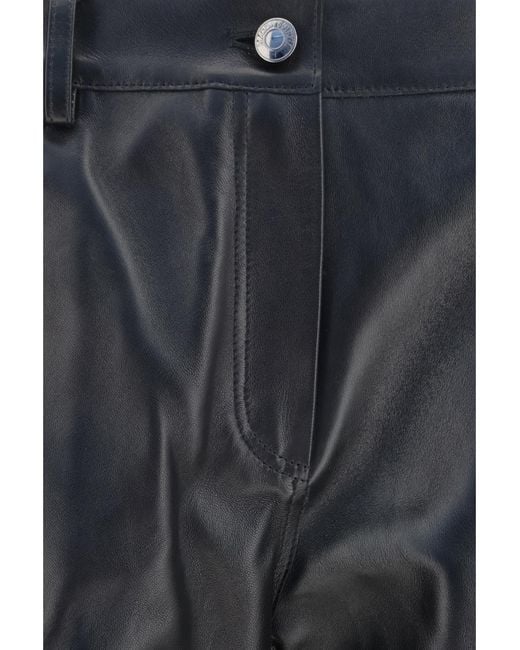 Magda Butrym Gray Straight-Leg Leather Pants Sheep