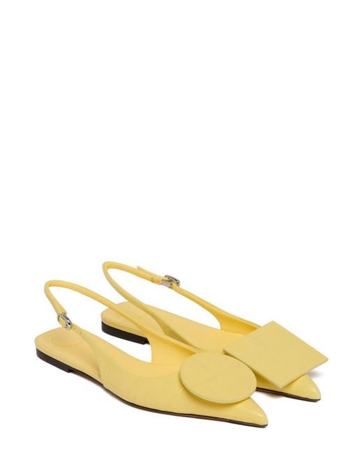 Jacquemus Yellow Pointed Toe Slingback Flats