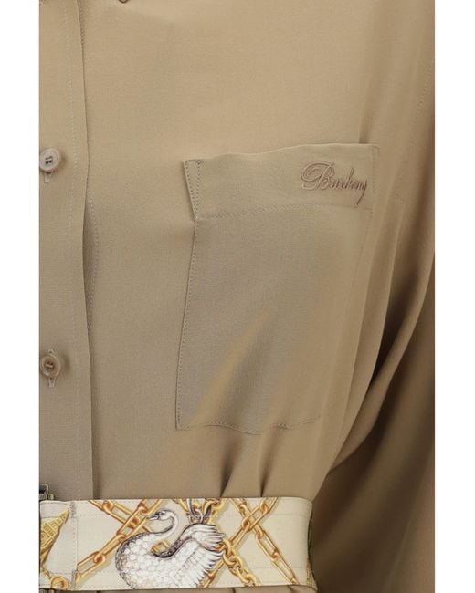 Burberry Natural Silk Crêpe De Chine Shirt Dress