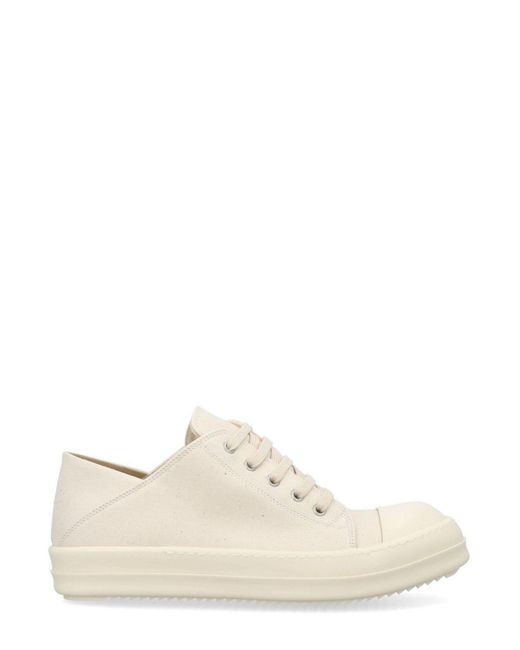Rick Owens White Round-toe Low-top Sneakers for men