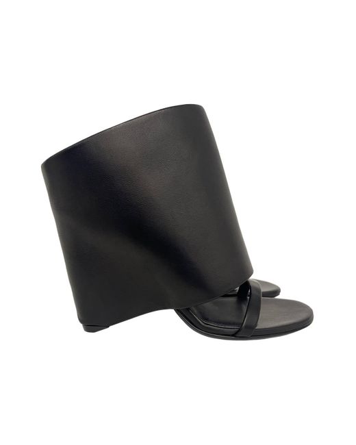 Courreges Black Sandals Oblique Wedged Shoes