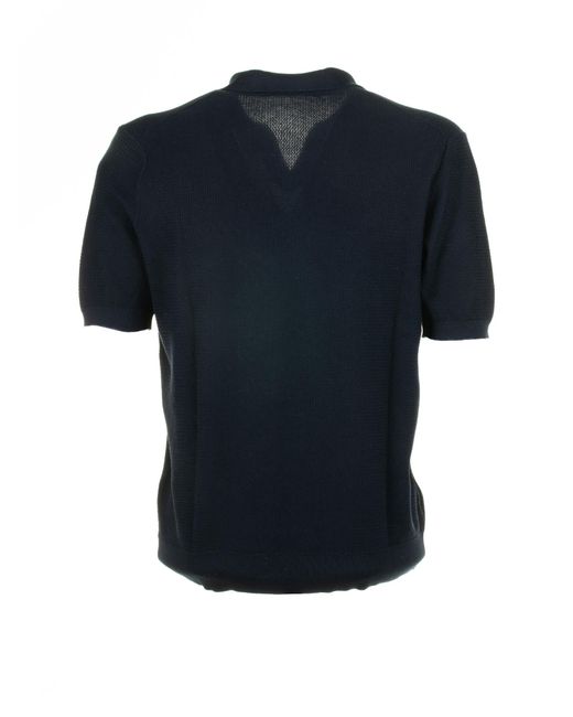 Tagliatore Black Short-Sleeved Polo Shirt for men