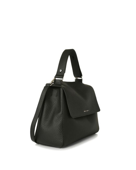 Orciani Black Sveva Medium Brown Leather Shoulder Bag