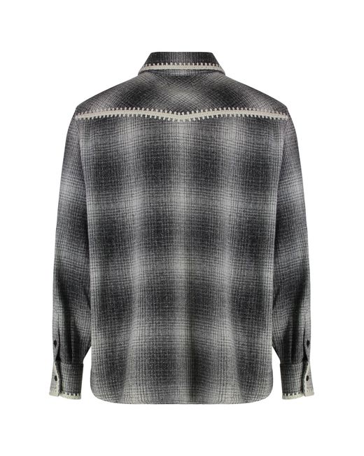 Golden Goose Deluxe Brand Gray Checked Wool-Blend Long-Sleeve Shirt Virgin Wool; Polyamide; Silk for men