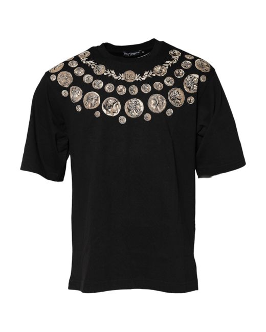 Dolce & Gabbana Black Coin Print Basic Tshirt for men
