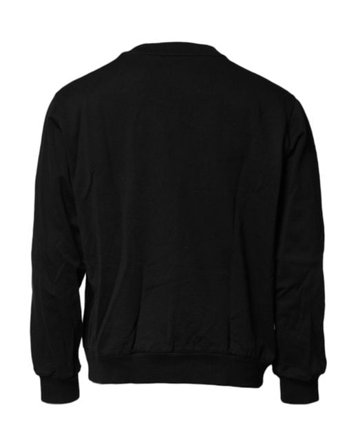 Dolce & Gabbana Black Logo Embroidery Sweatshirt Sweater Cotton Clothing for men