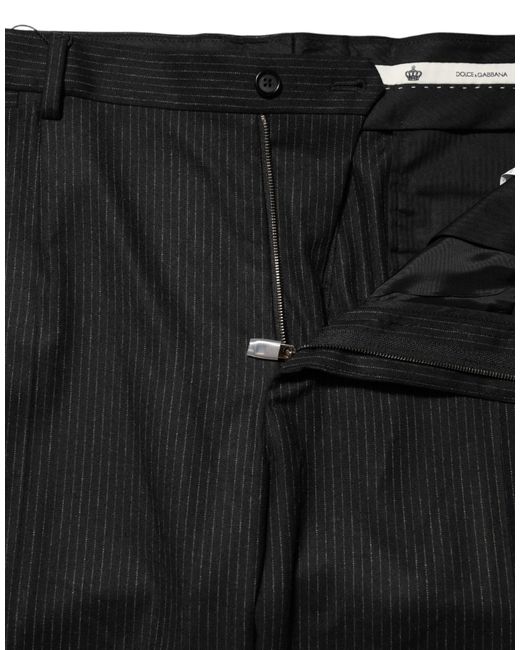 Dolce & Gabbana Black Cotton Mid Waist Dress Trouser Pants for men