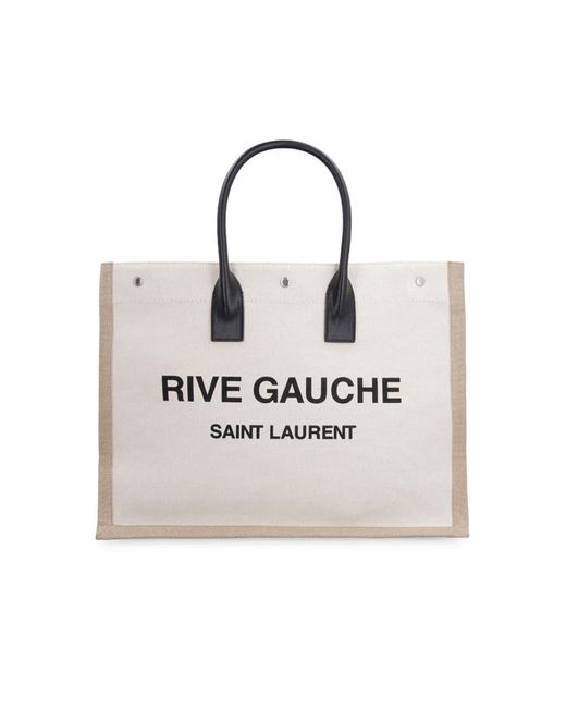 Saint Laurent White Rive Gauche Tote Bag