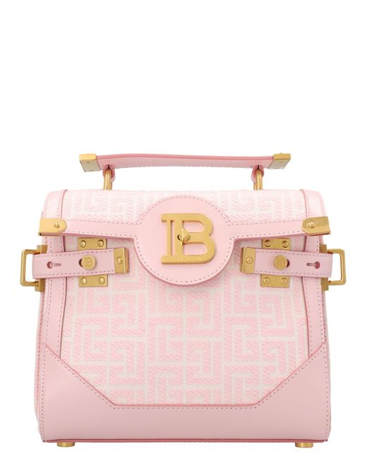 Balmain Leather Monogram Jacquard Crossbody Bag in Pink Lyst