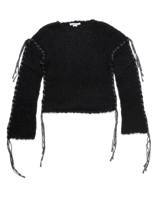 Acne Black Wool Blend Crewneck Sweater