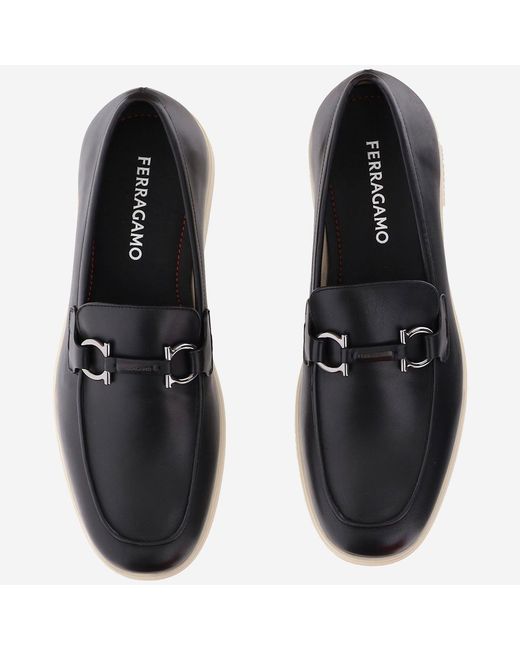 Ferragamo Black Calf Leather Loafers for men