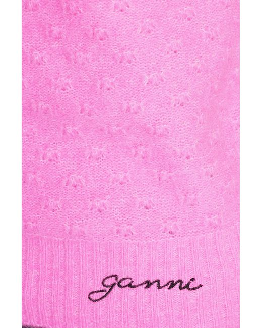 Ganni Topwear In Rose-pink Wool