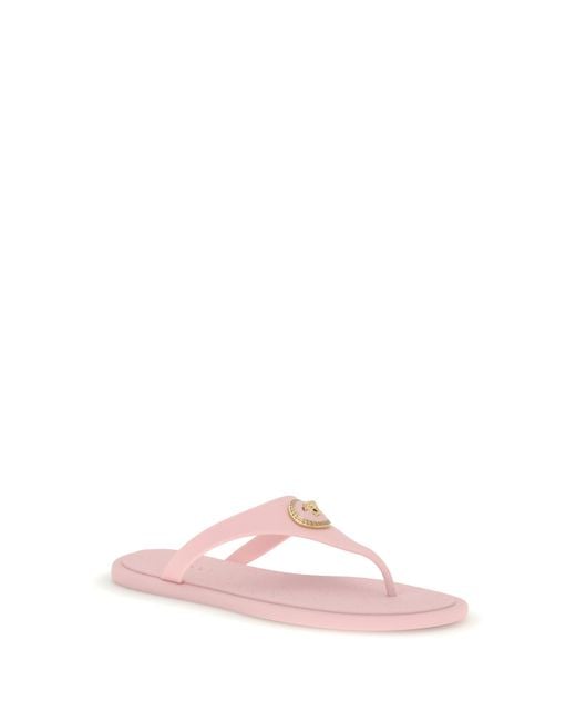 Versace Pink Rubber Thong Sandals Pastel