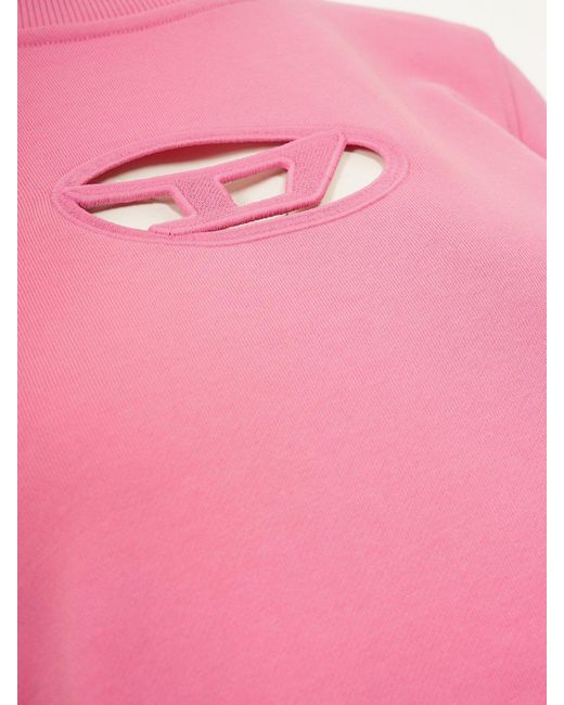 DIESEL Pink F-Slimmy-Od Cut-Out Cropped Crewneck Sweatshirt