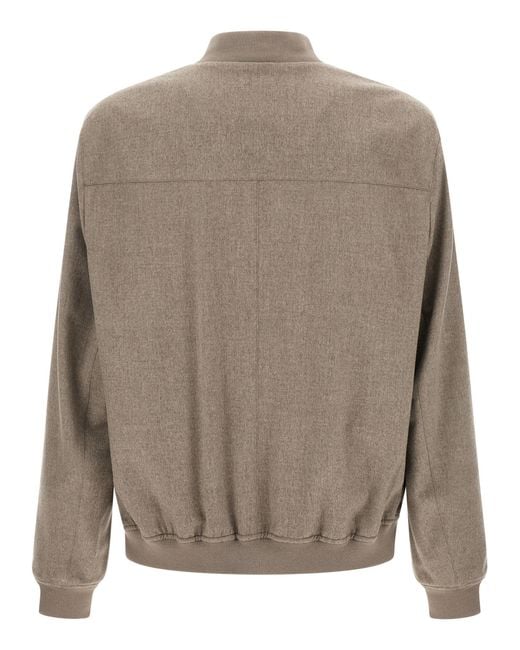 Brunello Cucinelli Gray Light Flannel Bomber Jacket for men