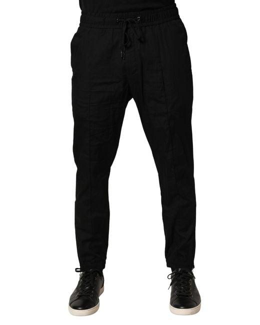 Dolce & Gabbana Black Cotton Skinny Jogger Trouser Pants for men