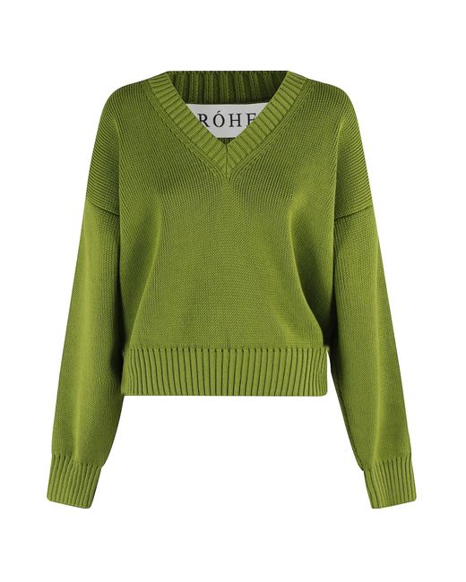 Rohe Green V Neck Jumper