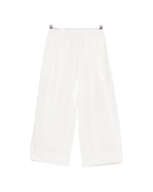 Apuntob White Elasticated Waistband Wide-Leg