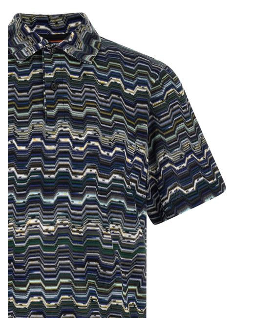 Missoni Black Zigzag Polo Shirt for men