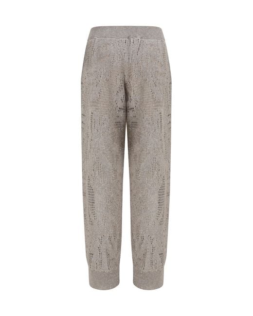 Brunello Cucinelli Gray Track Dazzling Water Lillies Pants Linen; Cotton